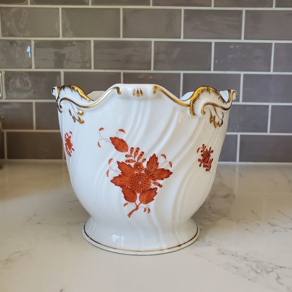 *SOLD* VTG Herend Rust Chinese Bouquet Cachepot - Picture 3 of 8